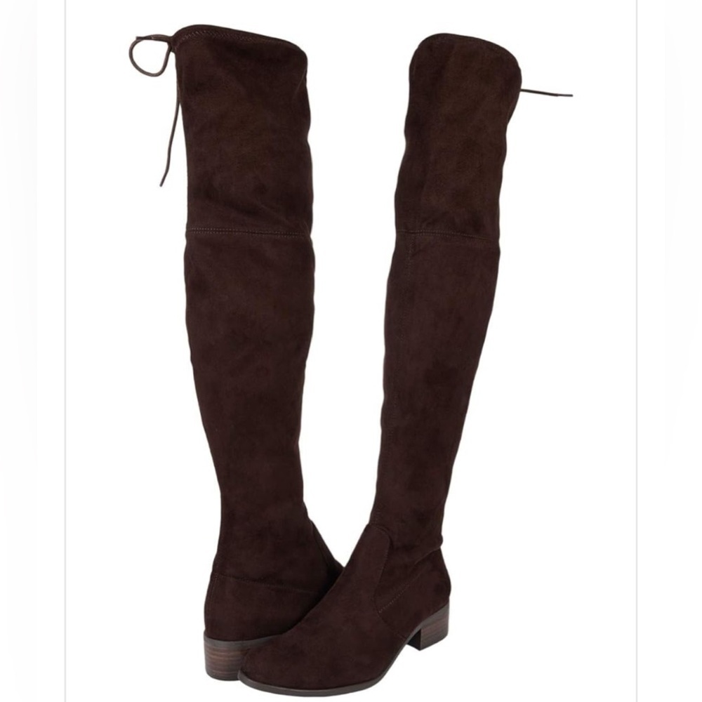 CHARLES BY CHARLES DAVID MICRO SUEDE BLACK OVER THE KNEE BOOTS PULL ON SIZE 8M